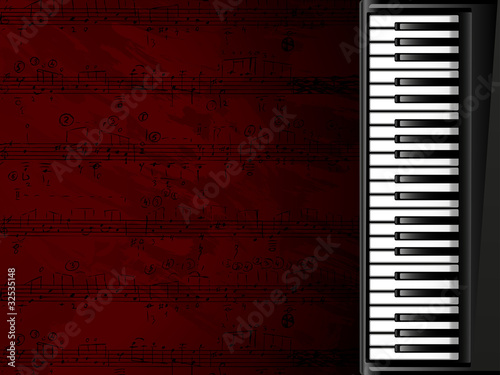 Musical background with piano keyboard