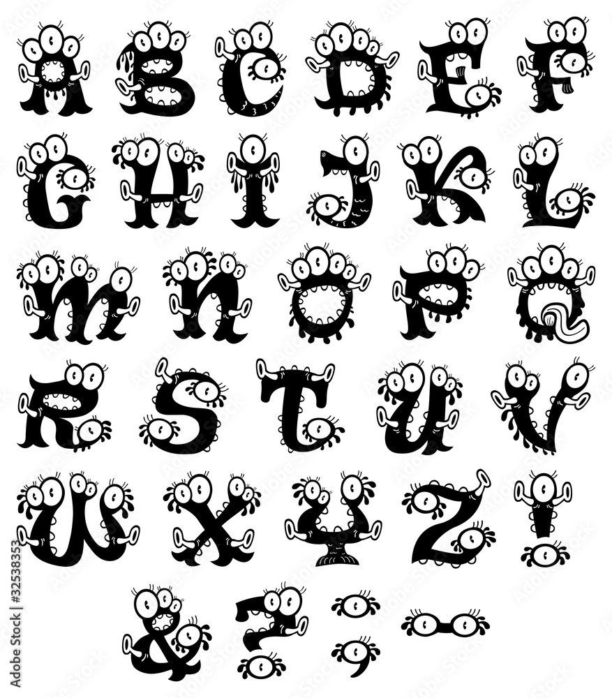Doodle monster alphabet for Halloween or other events Doodle monster alphabet for Halloween or other events