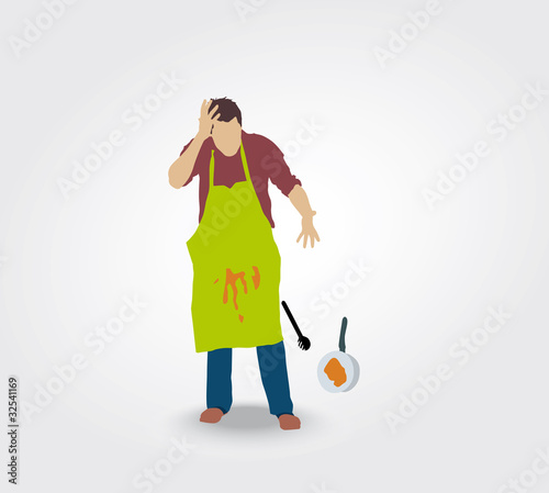 Silhouette d'un homme renversant une casserole