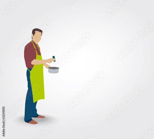 Silhouette d'un homme salant un plat
