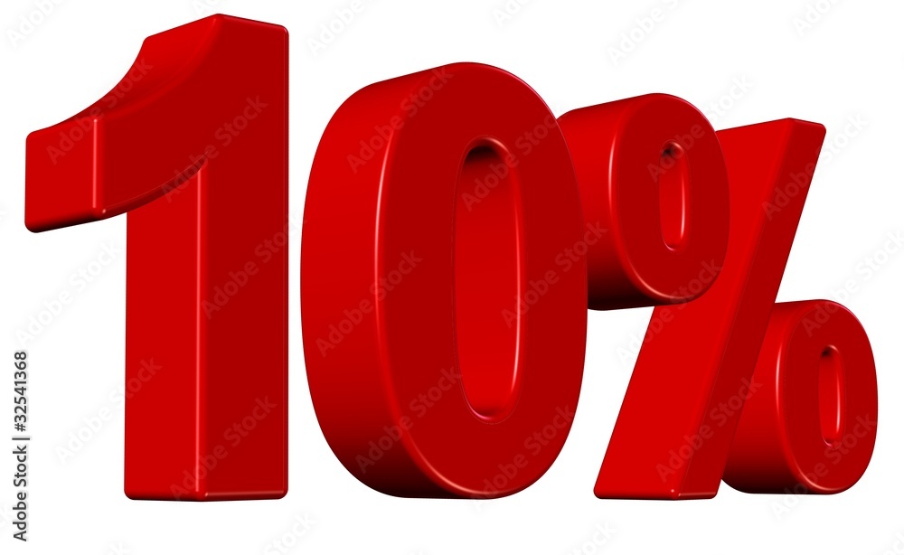 3D ZAHL rot 10 PROZENT 3D ZAHL rot 10 PROZENT