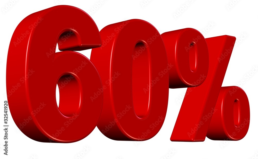 3D ZAHL rot 60 PROZENT