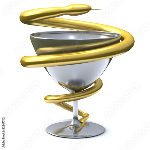 Pharmacy symbol - snake and cup 3d