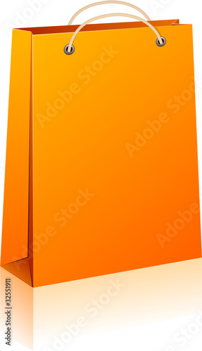Orange shopping bag.
