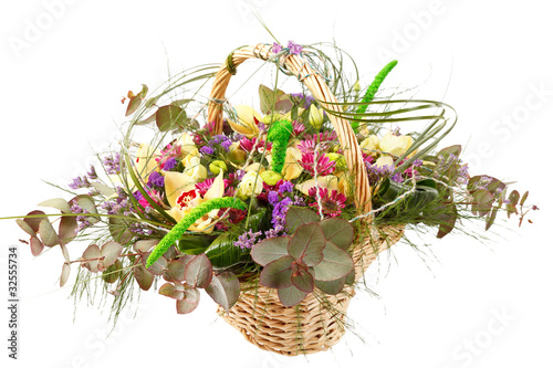 Beautiful flowers in a basket