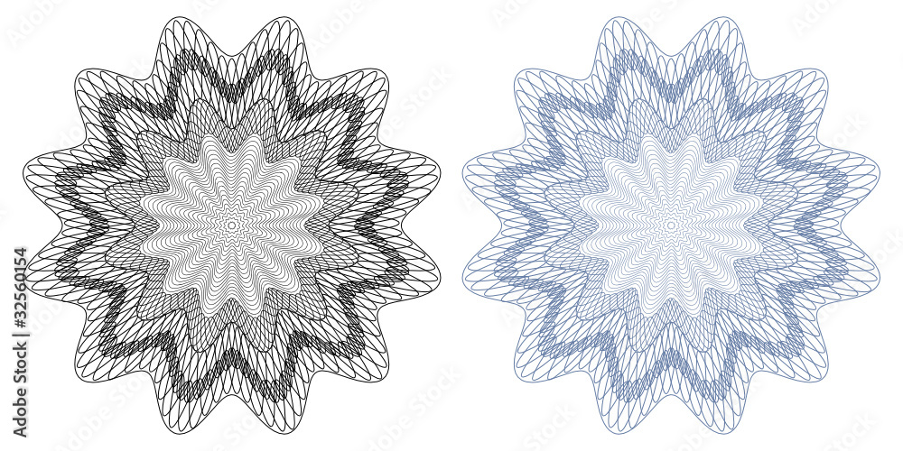 Guilloche - Rosetten, Set, Symbole, Rosetta, Sicherheit, Muster