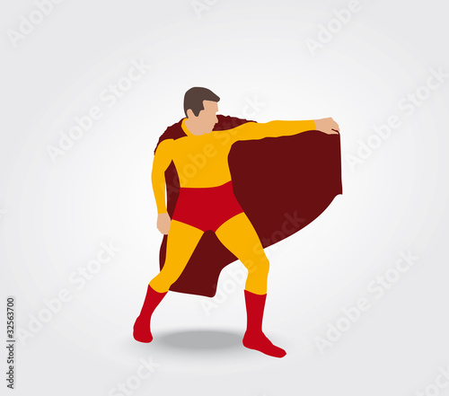 Super héros se protégeant avec sa cape