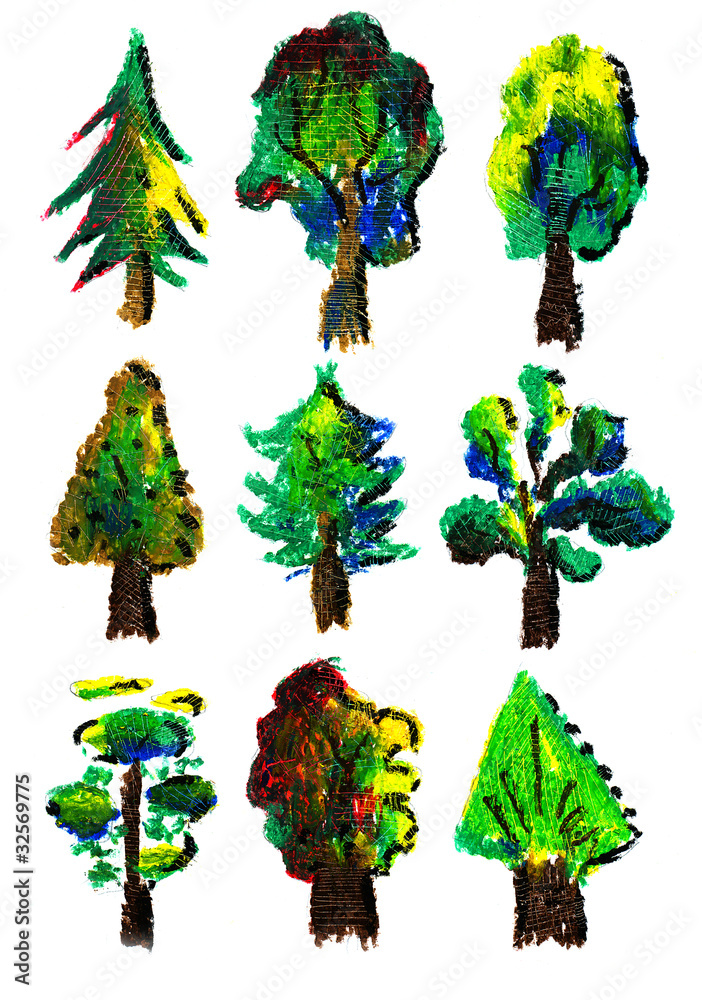 Fototapeta premium Collection of picturesque trees