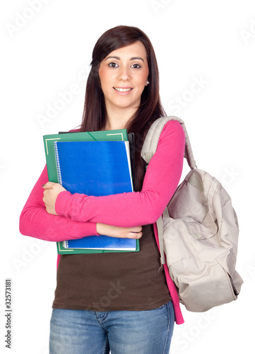Student girl with backpack