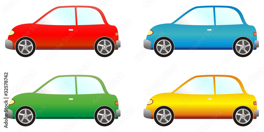 Mały samochód w różnych kolorach