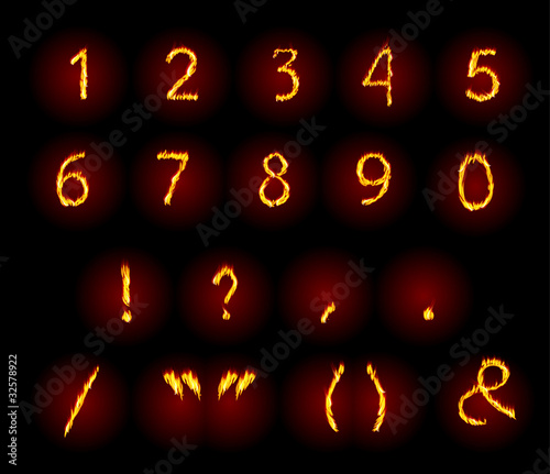 Fire numbers. Vector illustration