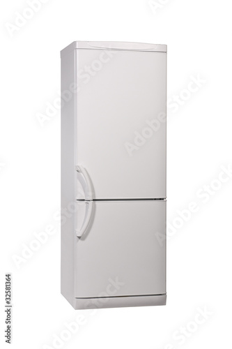 The image of enclosed refrigerator isolated on white.