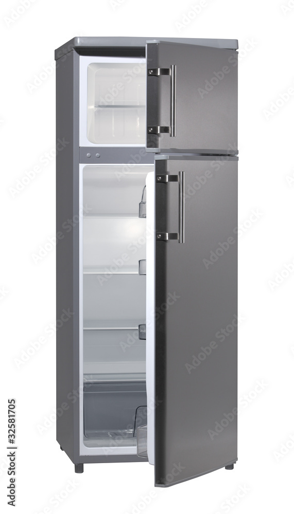 Two door INOX refrigerator isolated on white Two door INOX refrigerator isolated on white