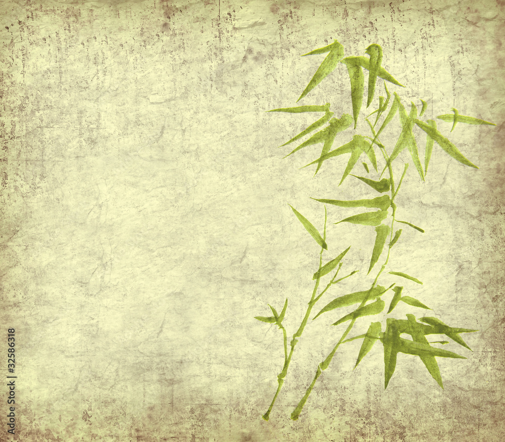 Naklejka premium design of chinese bamboo trees with texture of handmade paper
