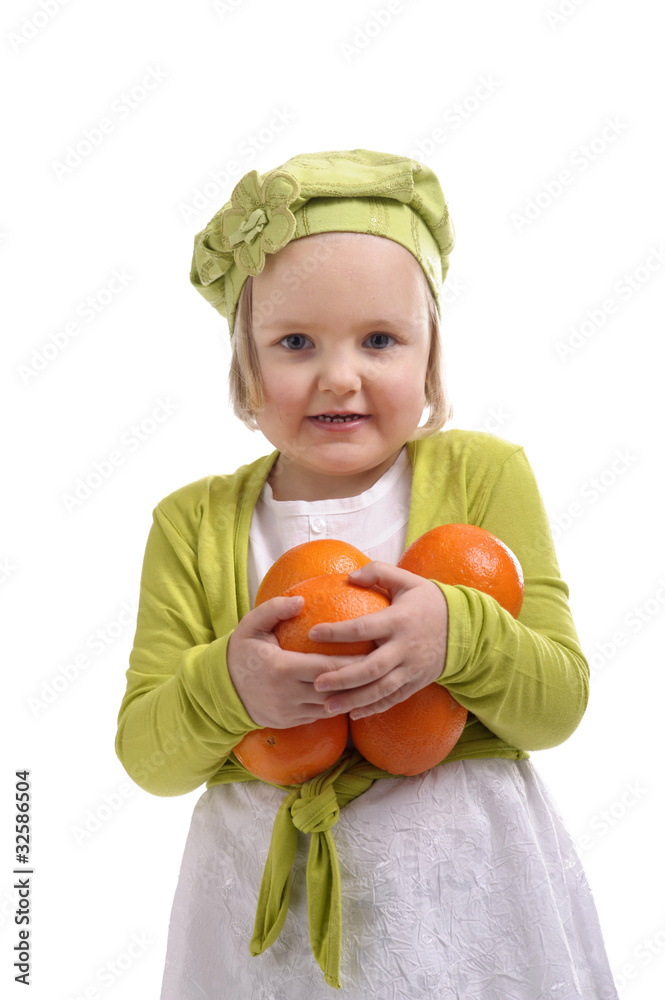 little girl with oranges in her hands little girl with oranges in her hands
