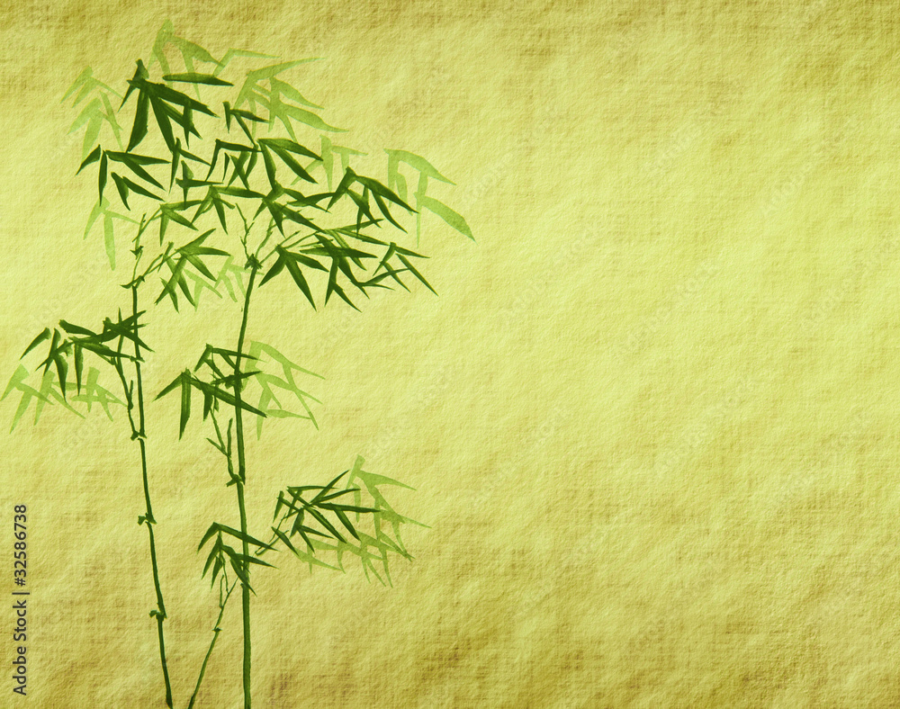 Fototapeta premium design of chinese bamboo trees with texture of handmade paper