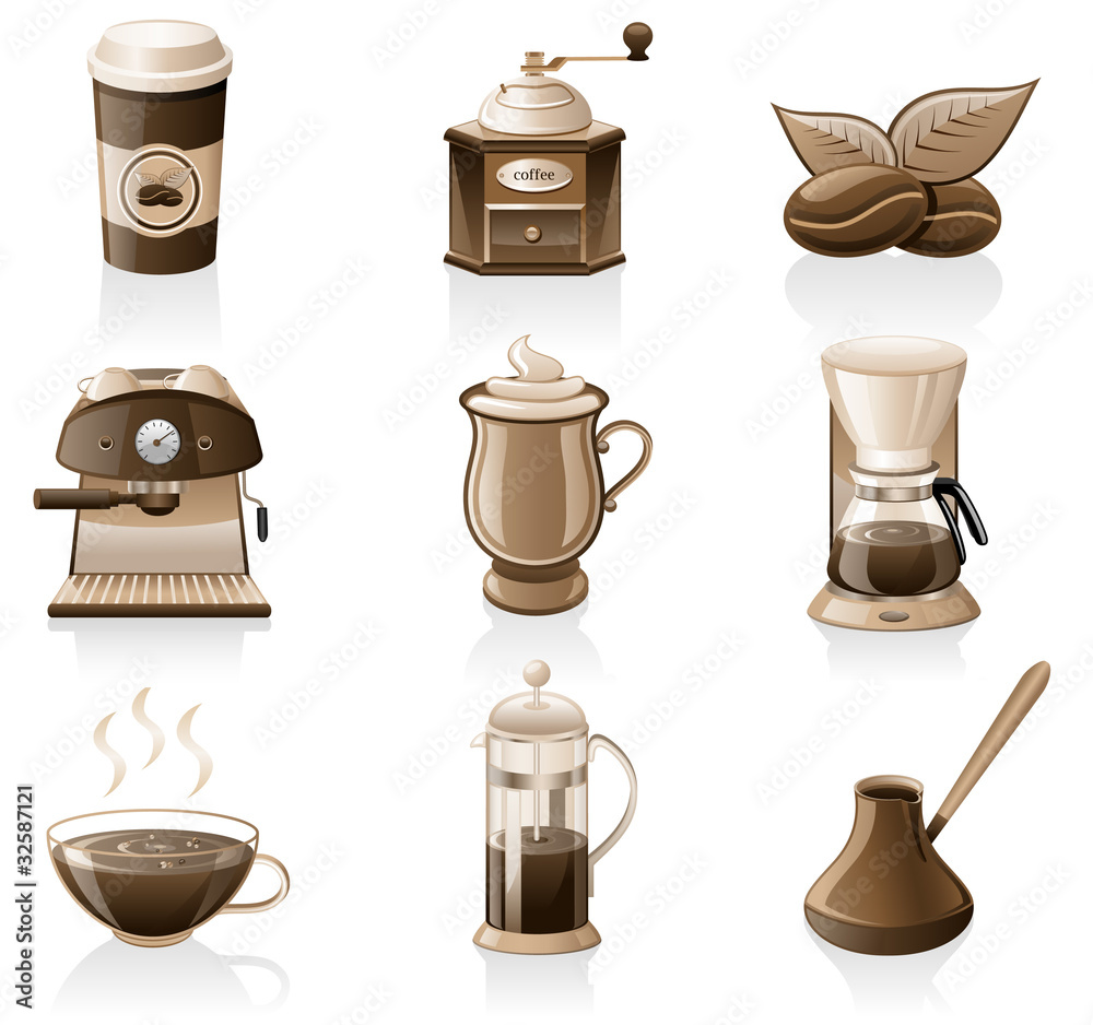 Coffee icon set.