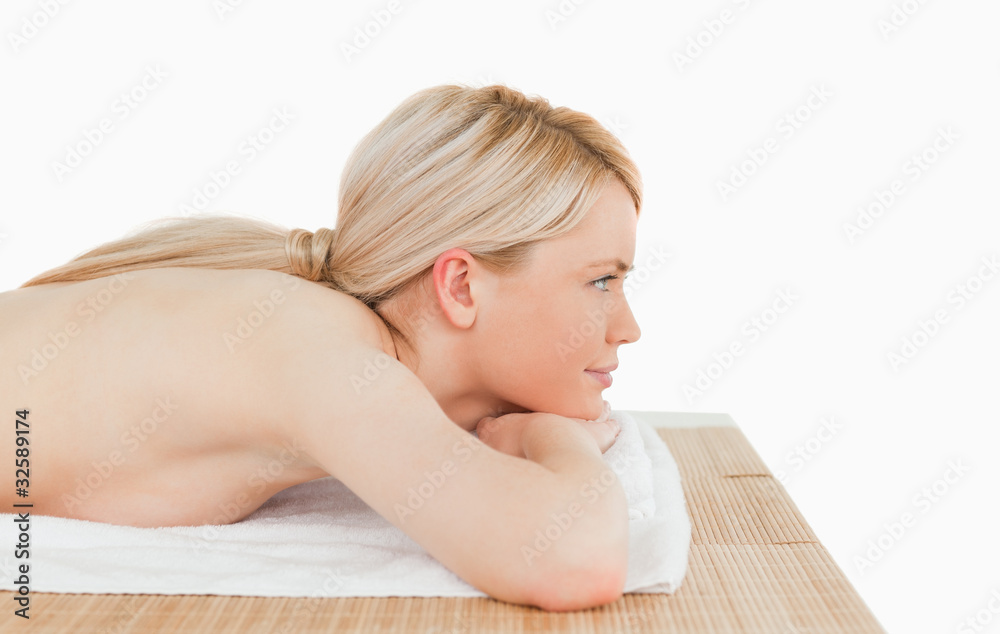 Young attractive blonde woman posing in a spa centre Young attractive blonde woman posing in a spa centre