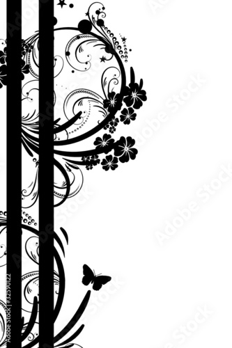 barre noir floral