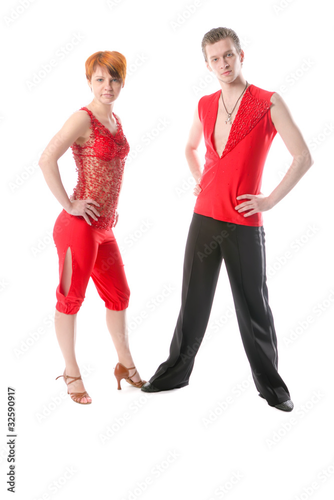 Fototapeta premium Dancing couple on a white background