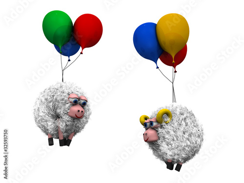 Pecore volanti con palloncini photo