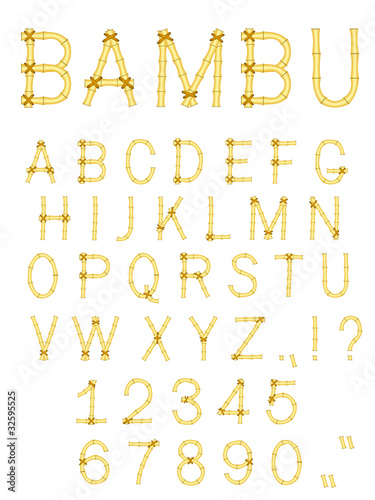vector bamboo wood abc alphabet isolated on white