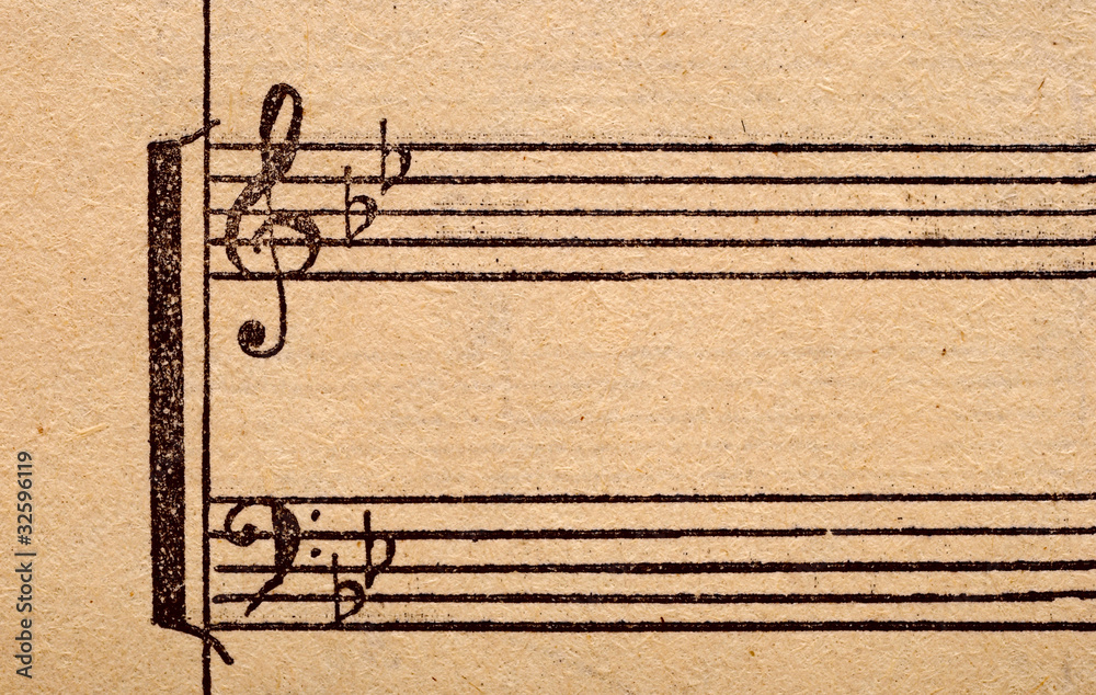 Fototapeta premium music notes on old paper sheet, to use for the background