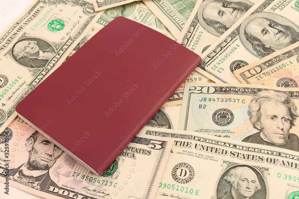 Thailand passport and dollar  money