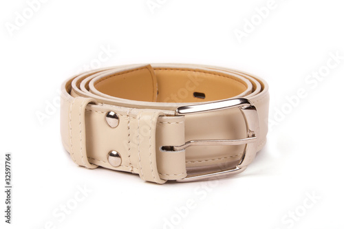 Beige leather belt