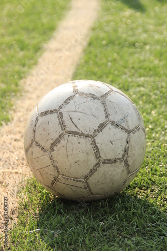 Футбольный мяч на зеленой траве © herzogkwak