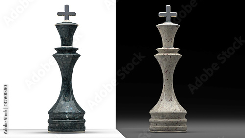 stone King chess isolated 3d render