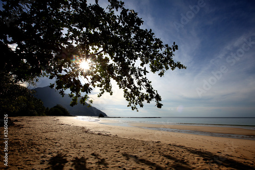 On a beach at late afternoon