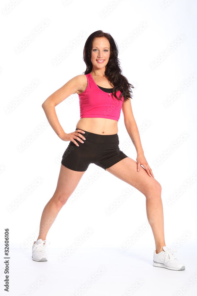 Calf stretch exercise by beautiful fit woman Calf stretch exercise by beautiful fit woman