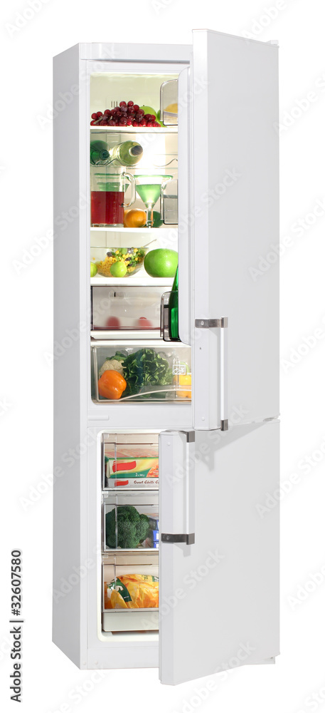Two door white refrigerator isolated on white Two door white refrigerator isolated on white