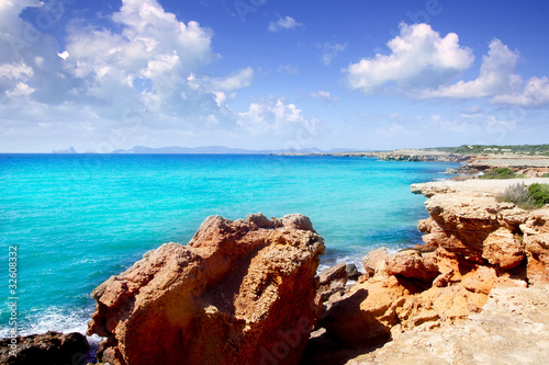 Cala Saona Formentera Ibiza view in background