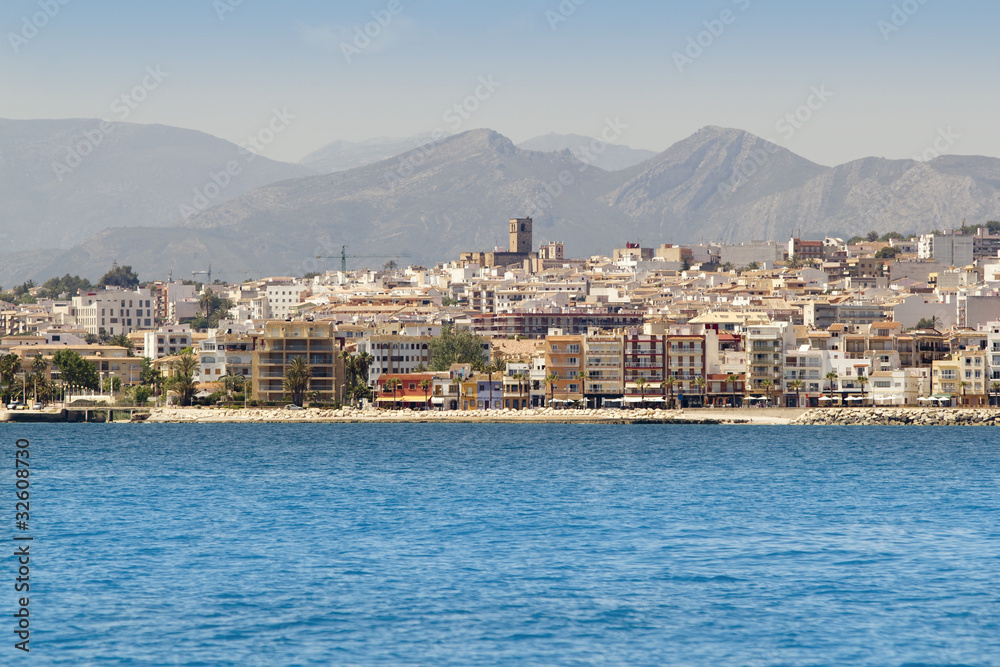 Alicante Javea village view from mediterranean sea