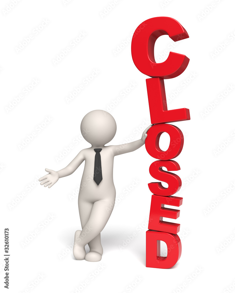 Closed text icon - red - 3d business man