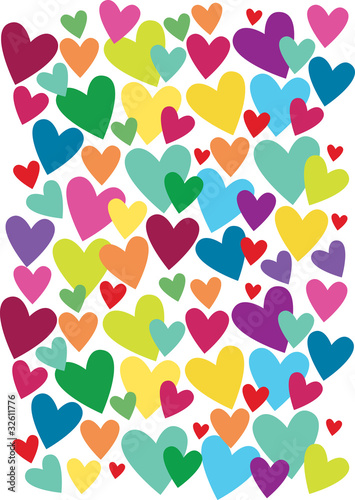 funny background made of color hearts