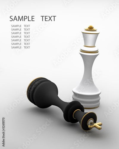 Canvas Print Chess concept image - checkmate 3D render