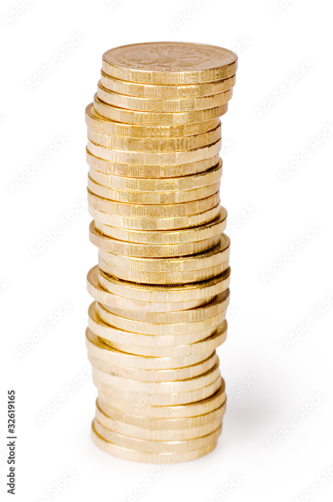 Golden coins isolated on white background Golden coins isolated on white background