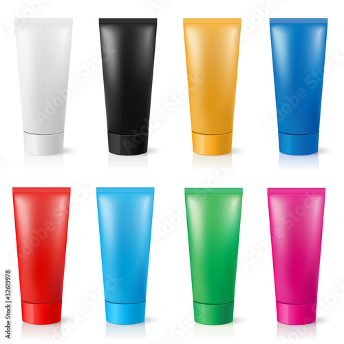 Realistic tubes for cream of different colors