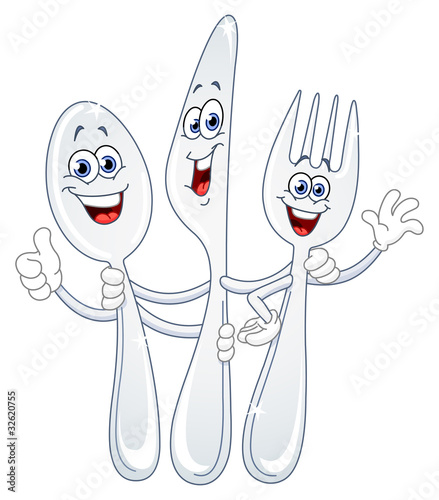 Spoon knife and fork cartoon