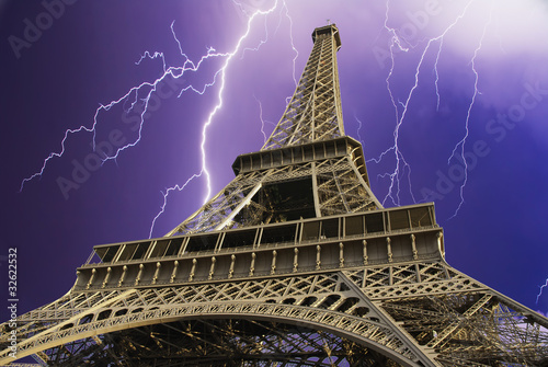 Storm over Eiffel Tower in Paris
