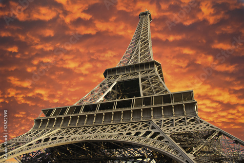 Eiffel Tower at Sunset in Paris, France
