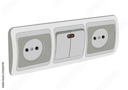 The block of sockets and the switch