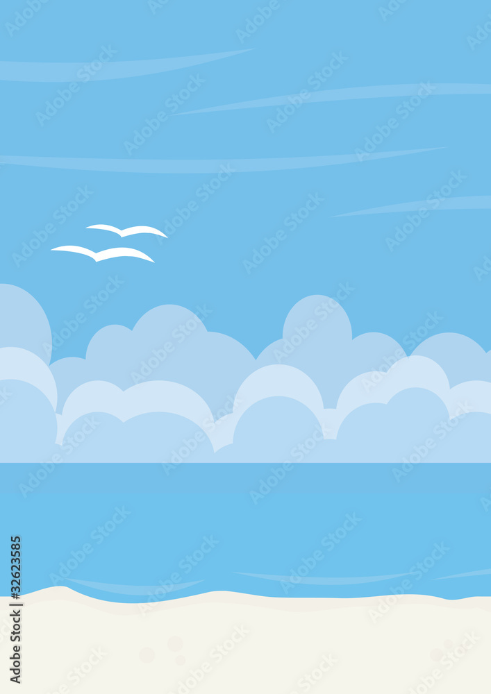 Empty summer beach illustration Empty summer beach illustration