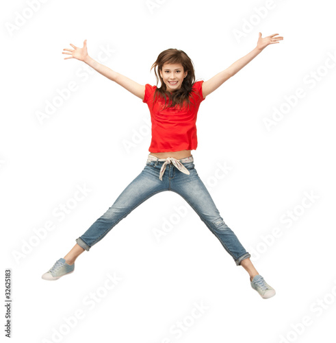 jumping teenage girl