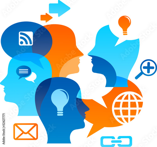 Social network backgound with media icons