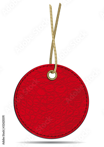 Etichetta di cuoio rosso con spago