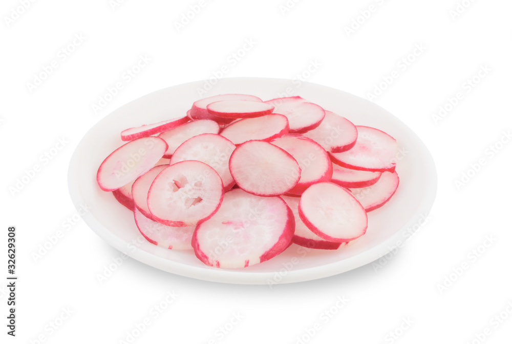 Sliced radishes. Sliced radishes.